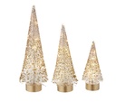 Lighted White Bottle Brush with Gold Glitter Medium