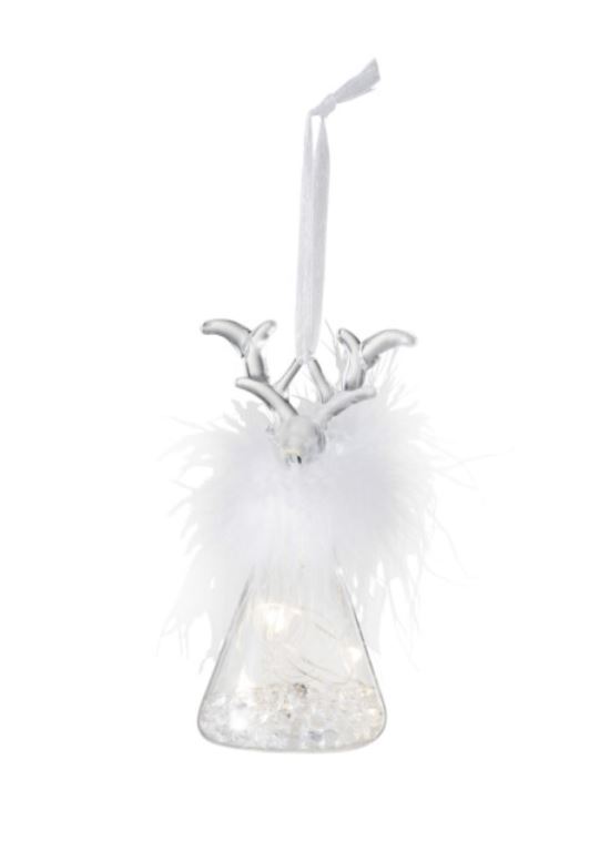 Led Glass Reindeer Ornament 6in