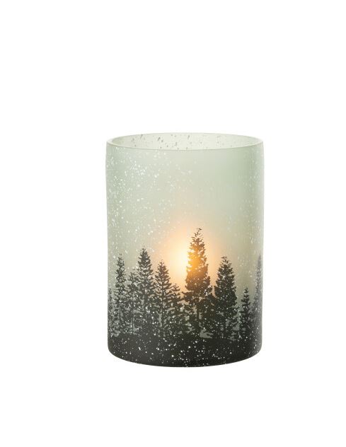 Snowy Tree Glass Hurricane Lg