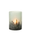 Snowy Tree Glass Hurricane Lg