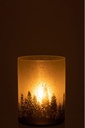 Snowy Tree Glass Hurricane Lg