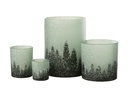 Snowy Tree Glass Hurricane Lg