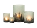 Snowy Tree Glass Hurricane Lg
