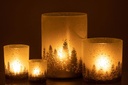 Snowy Tree Glass Hurricane Lg