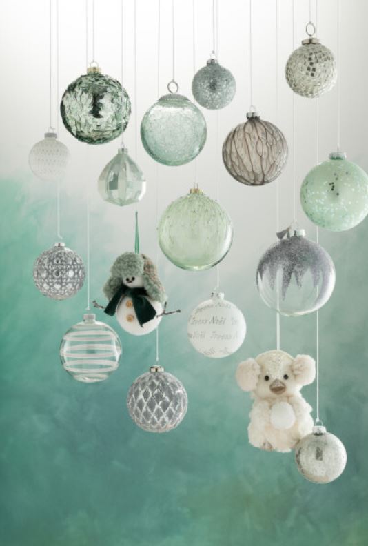 Sage Green Glittered Ornament 5in