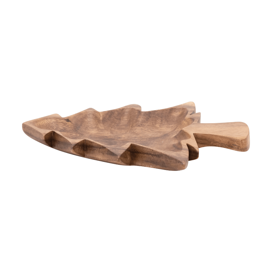 Acacia Wood Christmas Tree Shaped Bowl 