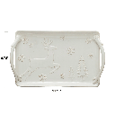 Debossed Stoneware Tray with Deer Snowflakes & Trees