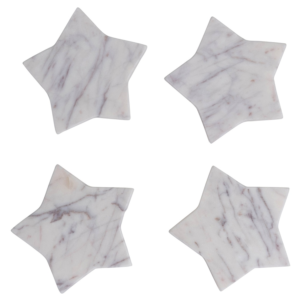 Star Shaped Marbled Coasters 4pc 4in