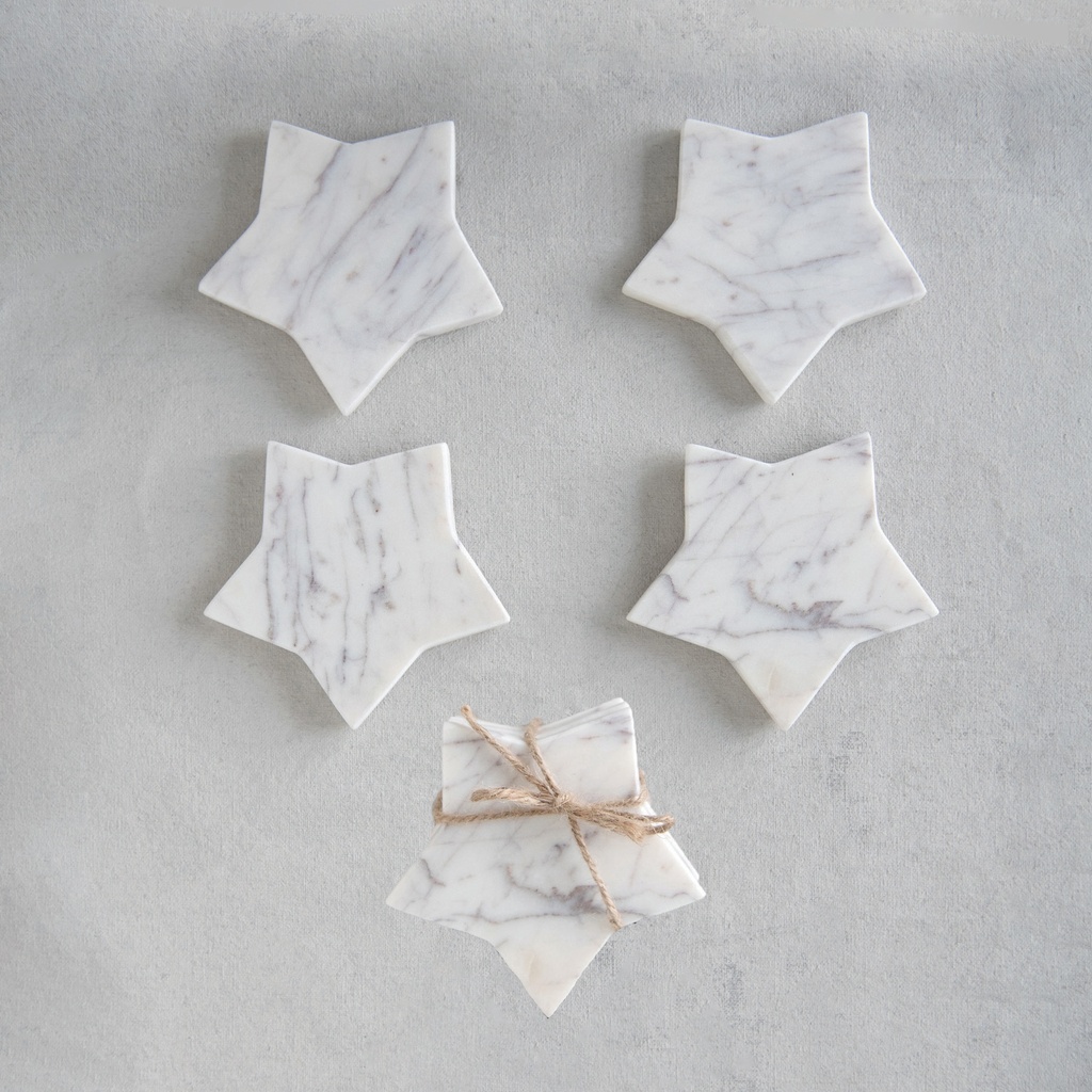 Star Shaped Marbled Coasters 4pc 4in