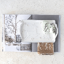 Debossed Stoneware Tray with Deer Snowflakes & Trees