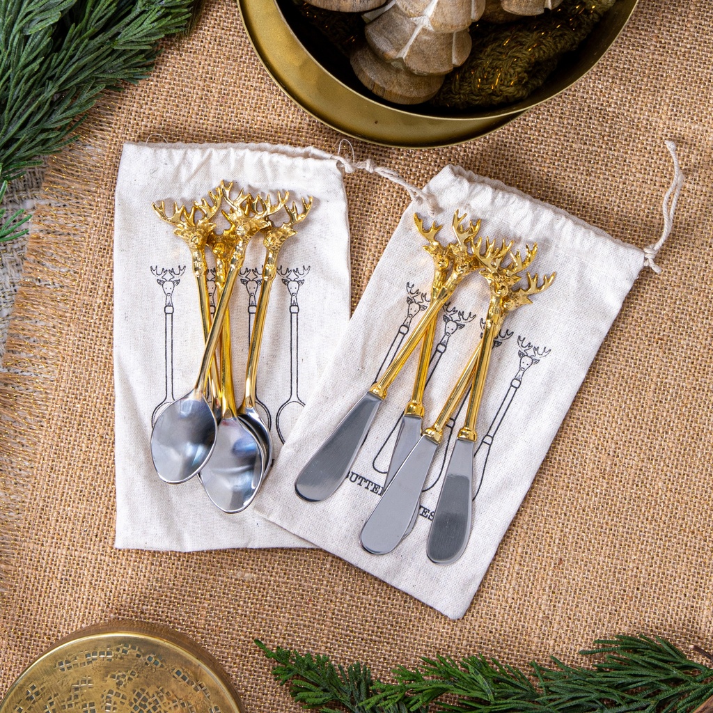 Stainless Steel and Brass Canape Knives 4pc