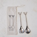 Salad Servers with Reindeer Handles Stainless Steel & Brass 2pc