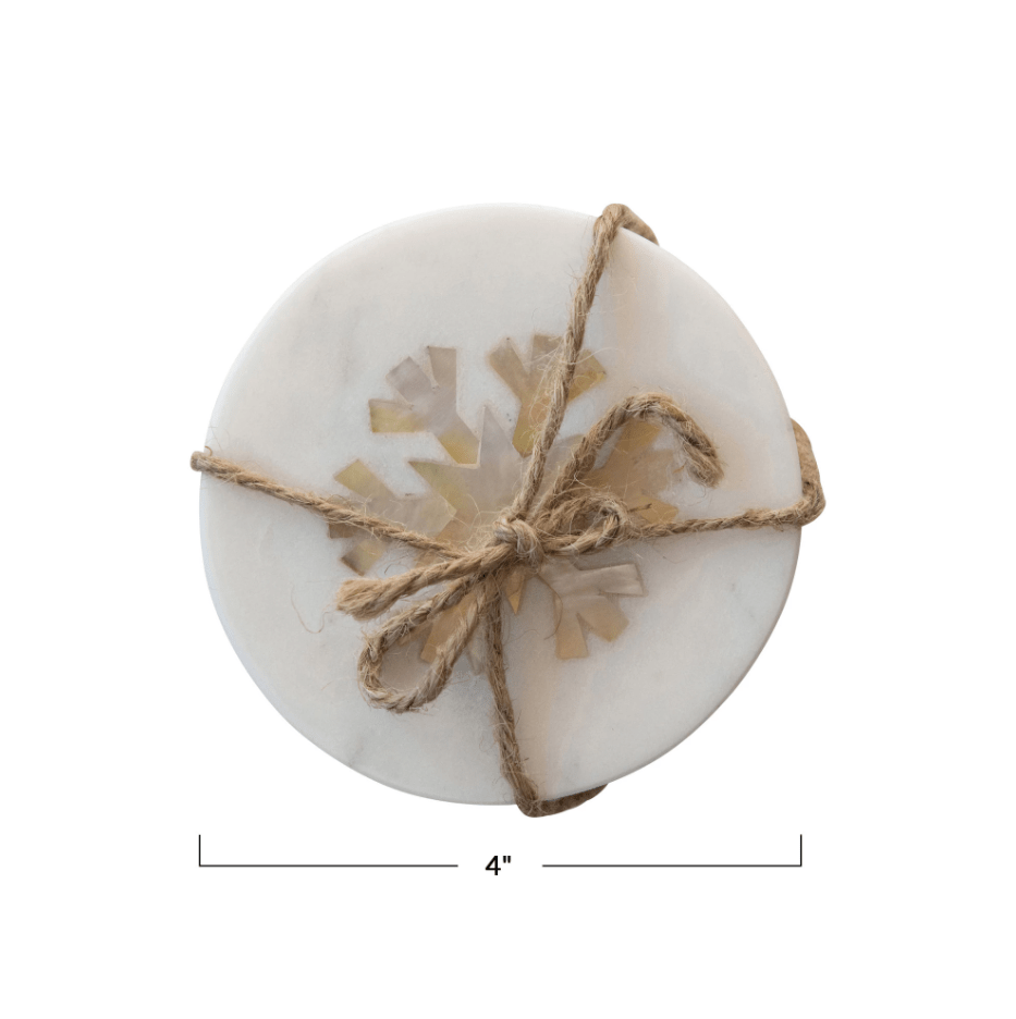 Marble Coasters with Snowflake Inlay 4pc