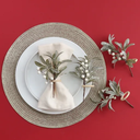 Merry Mistletoe Napkin Ring Green 4pc