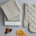 Soft Check Oven Mitt Gold 2pc