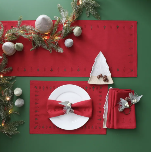 Tree Hemstitch Placemat Red
