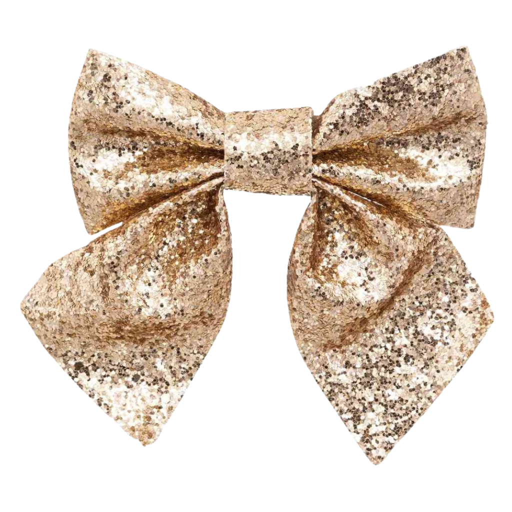 Gold Bow Ornament 5in 2pc