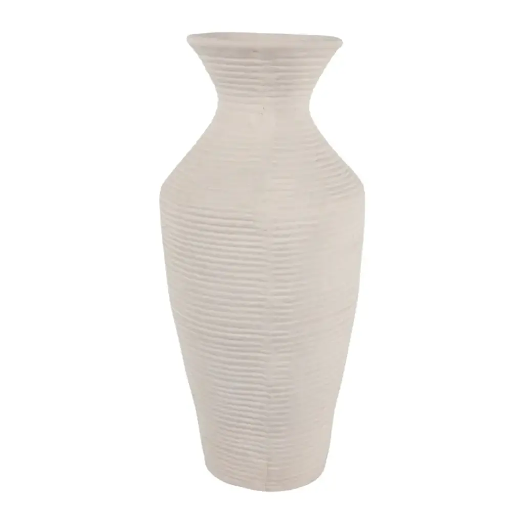 Paper Mache Ribbed Vase Ivory 20x13in (2).webp
