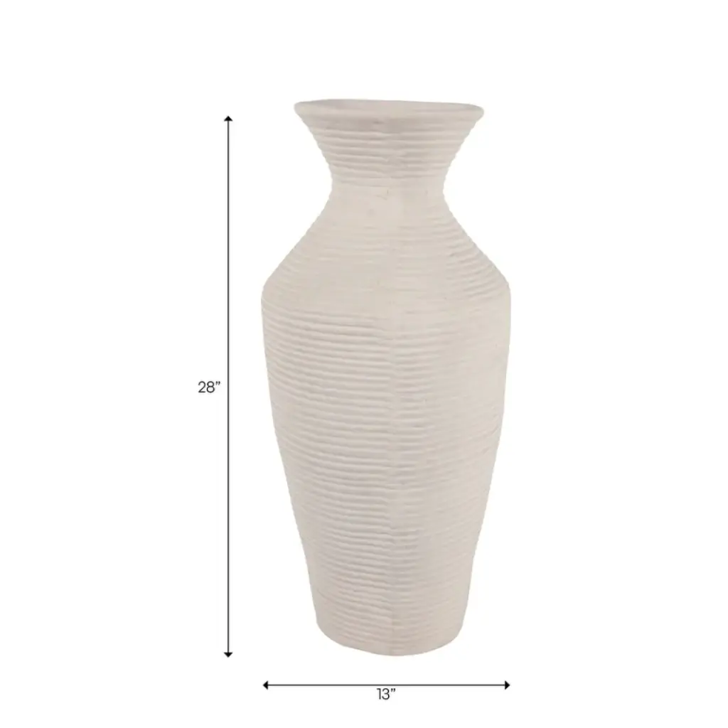 Paper Mache Ribbed Vase Ivory 20x13in (5).webp