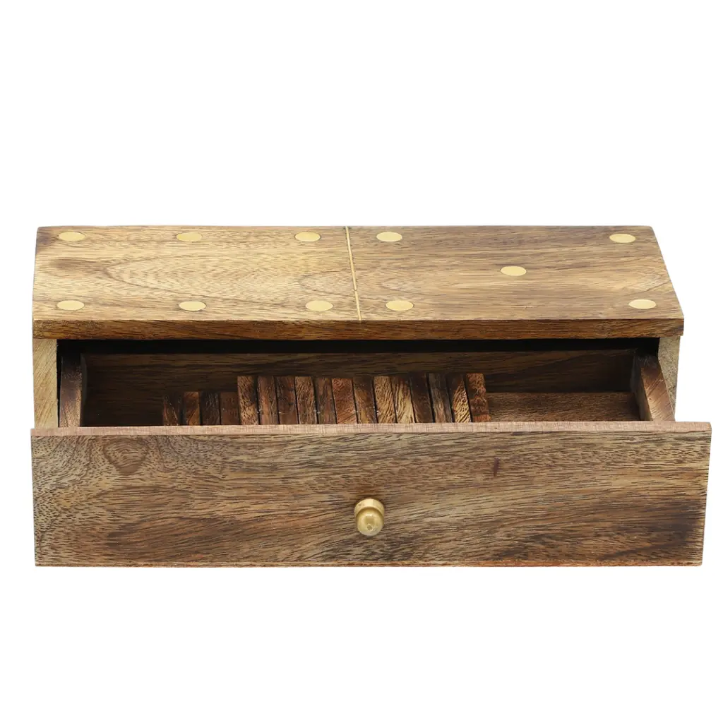 Domino Shaped Wooden Storage Drawer Brown 9x3in (2).webp