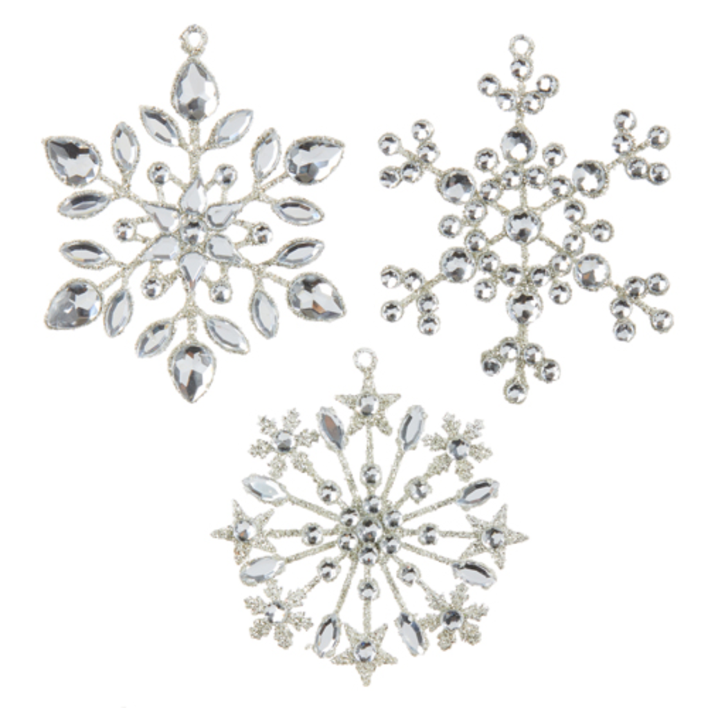 Crystal Jeweled Snowflake Ornament 4in