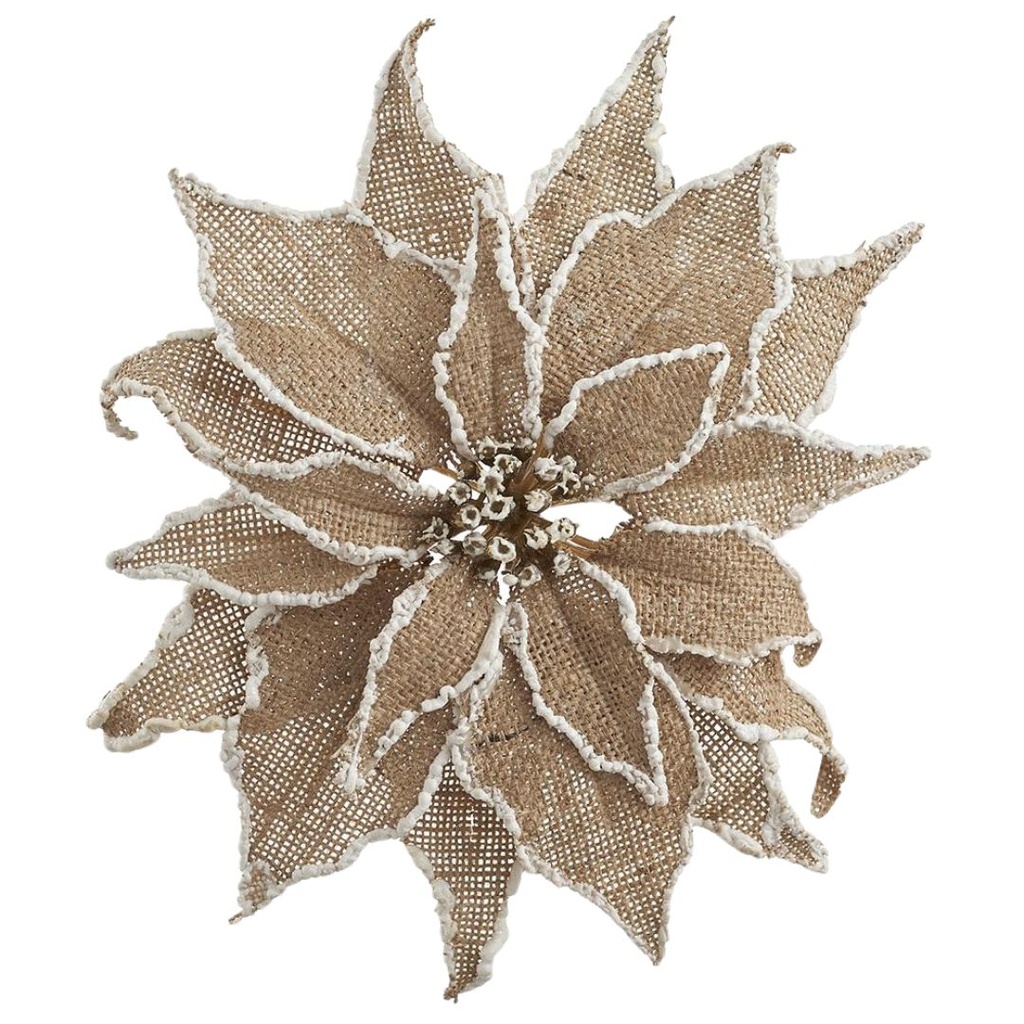 Glittered Poinsettia with Clip 10in