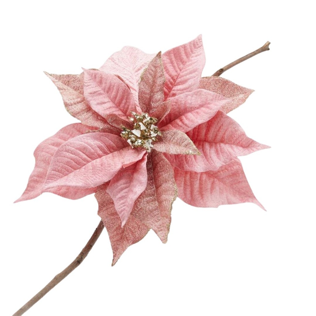 Poinsettia with Clip 13in Dark Pink