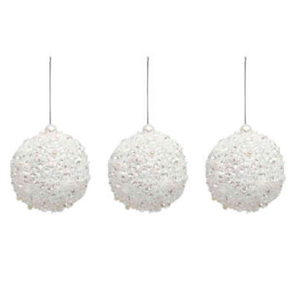 Sequined Pearl Ornaments Set of 3
