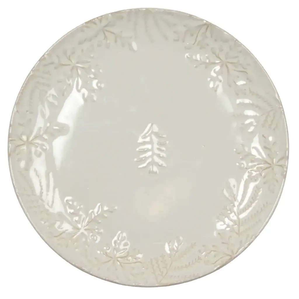 Soft Snowfall Stoneware Plate White Large