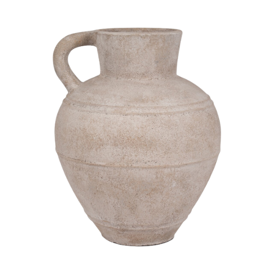 Terracotta Jug Vase With Handle Ivory 24in