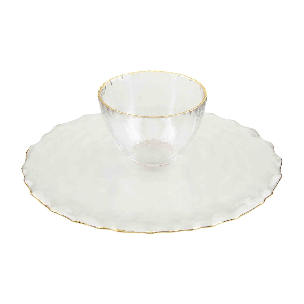Gold Edge Pedestal Chip & Dip Server