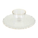 Gold Edge Pedestal Chip & Dip Server