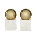 Gold Orb Marble Bookends