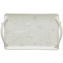 Debossed Stoneware Tray with Deer Snowflakes & Trees