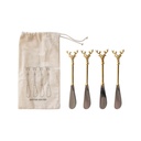 Stainless Steel and Brass Canape Knives 4pc