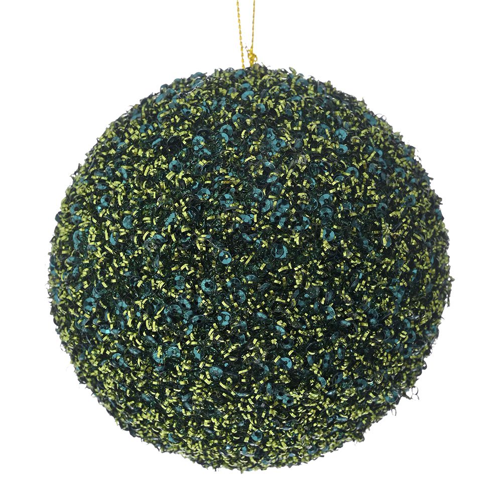 Christmas Glitter Bauble Emerald 4in