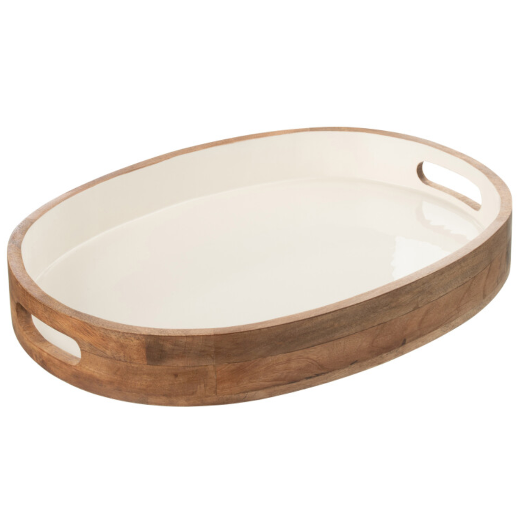 Enameled Wood Tray White 20in