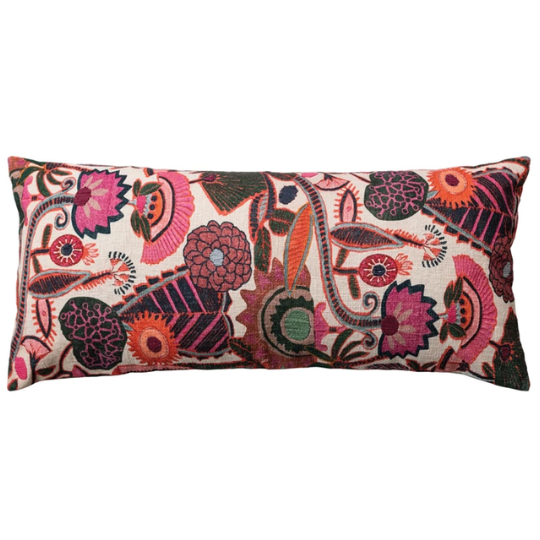 Boho Embroidered Bolster 16x36in