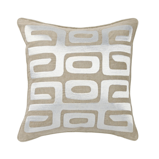Zelo Pillow Tan Silver 22x22in