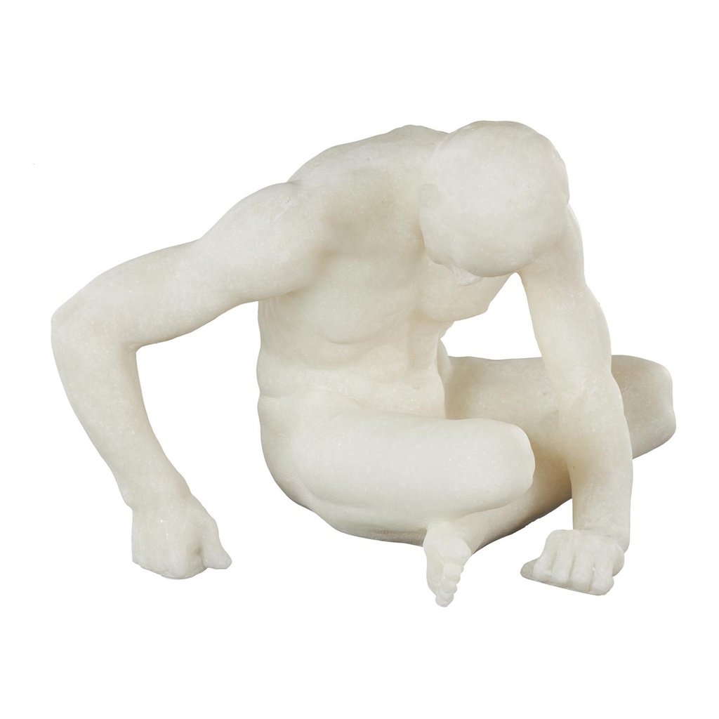 Sitting Man Sculpture White 12in