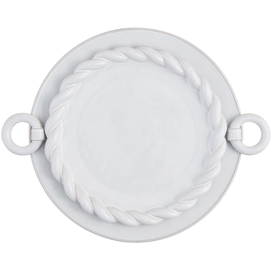 Glazed Terracotta Twisted Handle Round Platter Set  2pc 11in