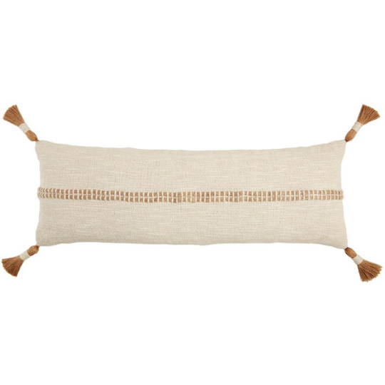 Jute Woven Tassel Pillow Long 12x35in