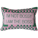 Embroidered Lumbar Pillow "Bossy " 9x14in