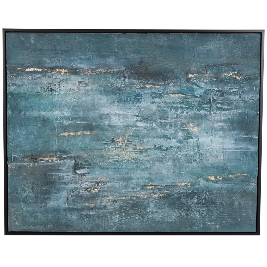Dark Blue Abstract Textured Canvas Art 47x59in