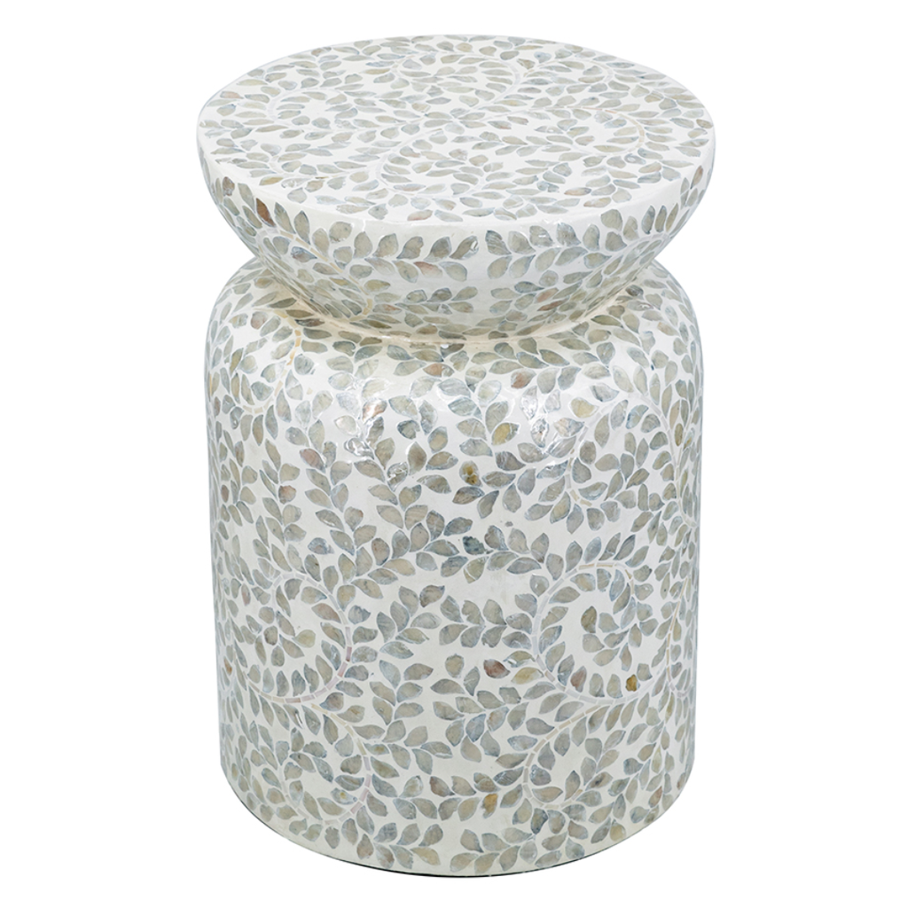 Vine Capiz Shell Accent Stool 14x20in