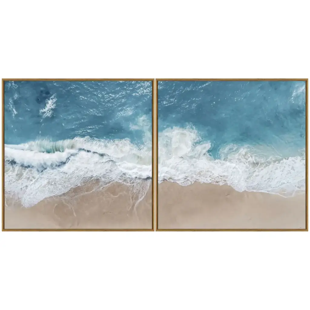 Ocean Break Tempered Glass Art 2pc 24x24in