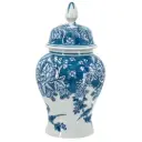 Floral Blue & White Ceramic Ginger Jar 12.5in