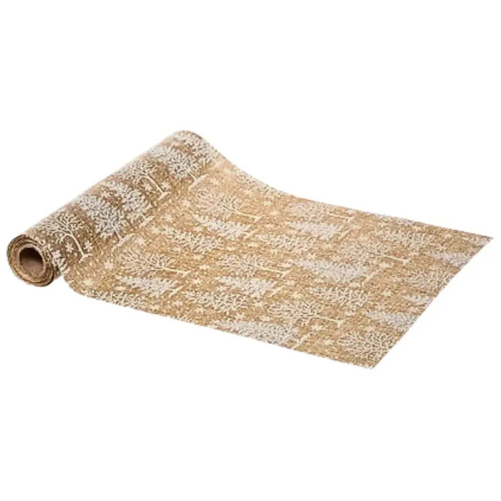 Christmas Tree Fabric Roll Gold and White 1x10ft