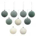 Glitter Decorative Ornaments Green 3in 9pc
