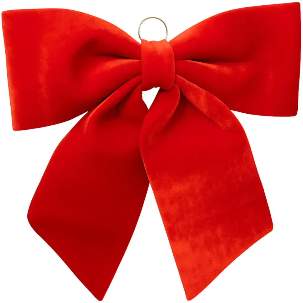 Velvet Decorative Bow Red 28x27in
